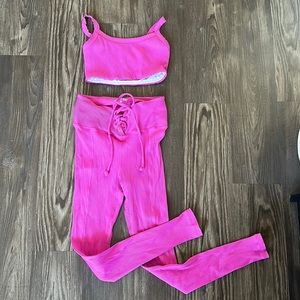 COPY - Year of Ours Pink Ribbed Football Legging & Bralette Set -can be sold se…
